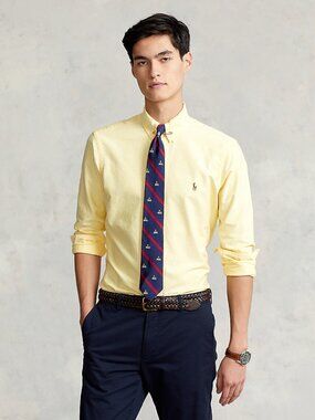 Polo Ralph Lauren Classic Fit Long Sleeve Cotton Oxford Button Down Shirt Yellow